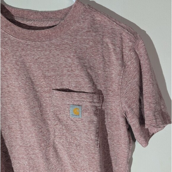 Carhartt Heathered Pink Pocket Tee T-Shirt Women's Size Small - Picture 2 of 5